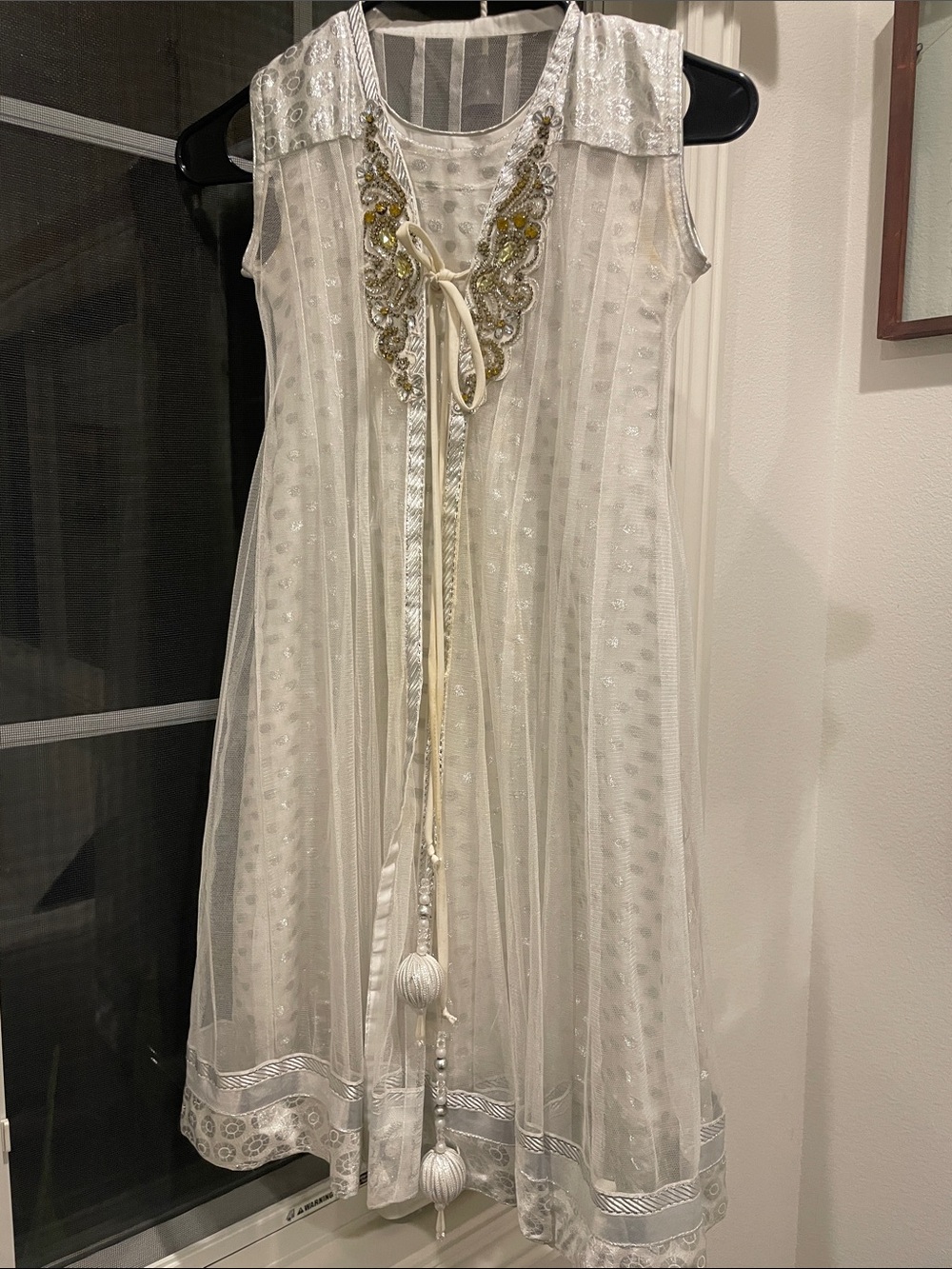 Girls' Ivory Embellished Party Dress